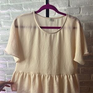 Wilfred Cream Peplum Short Sleeve Blouse